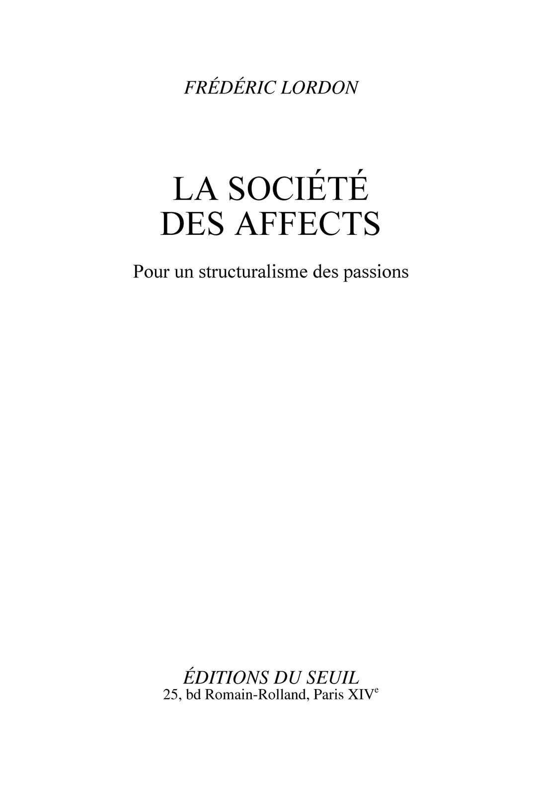 La société des affects